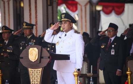 Wakil Gubernur Jawa Tengah, Taj Yasin, menjadi inspektur upacara HUT ke-80 Kemerdekaan Republik Indonesia di Kabupaten Pati, pada Minggu 17 Agustus 2025.